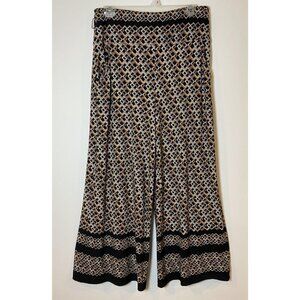 Joseph Ribkoff Pants Wide Leg Stretch Black Tan Cream Size 10